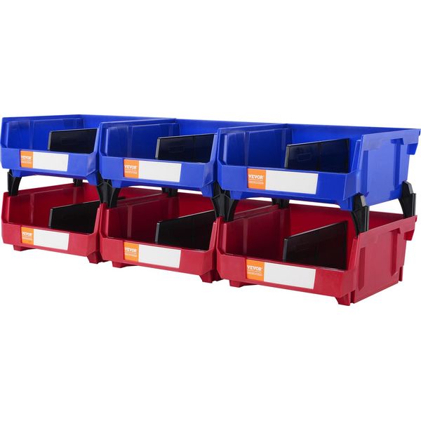 Vevor Set Di 6 Scatole A Giorno Scatole Impilabili Scatole Impilabili Scatole Portaoggetti Blu/Rosso-image