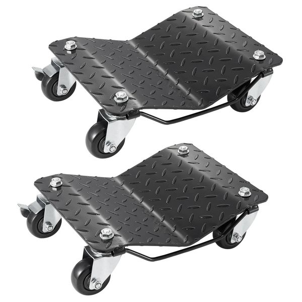 Vevor Carrello Portagomme Portatile 2 Pezzi 1400 Kg Di Portata Carrello Di Emergenza Per Veicoli Elettrici Carrello Portagomme A 4 Ruote Robusto Carrello Mobile, Carrello In Acciaio Portagomme, Adatto Per Auto, Moto Pick-Up Ecc.-image