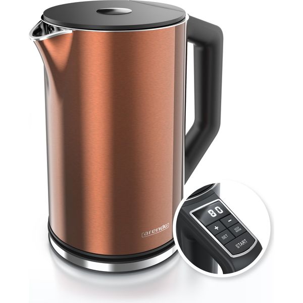 Bollitore Arendo, 1,5 L, 2200 W, Acciaio Inox, Doppia Parete, Impostazione Temperatura 40° - 100 °C Con Display, Rame-image