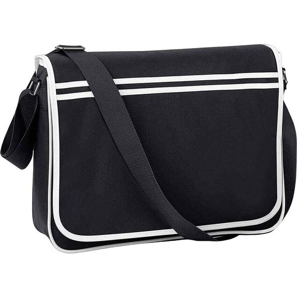 Bagbase - Borsa Messenger, Retrò PC5807 (Taglia Unica) (Nero/Bianco)-image