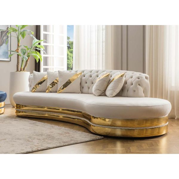 Divani Chesterfield Semicircolari Bianchi Di Design 2X Divani A 3 Posti Jvmoebel-image