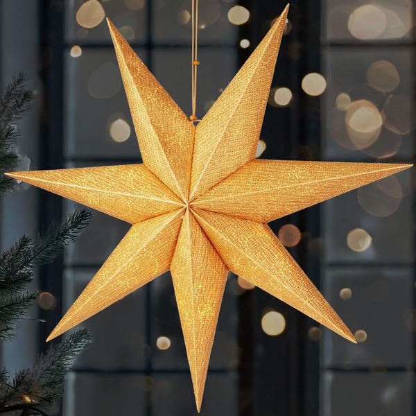 Brubaker Stella Di Natale Da 60 Cm Per Interni - Stella Dell'avvento A Led Da Appendere - Stella Luminosa Da Appendere, Oro-image