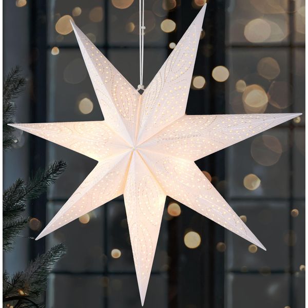 Brubaker Stella Di Natale Di Carta Da Appendere Da 60 Cm - Stella Dell'avvento A Led Per Decorazioni Natalizie E Finestre, Bianca-image