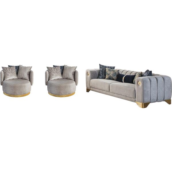 Elegante Set Da Salotto Set Di Divani Di Design A Tre Posti 2X Poltrona Jvmoebel-image