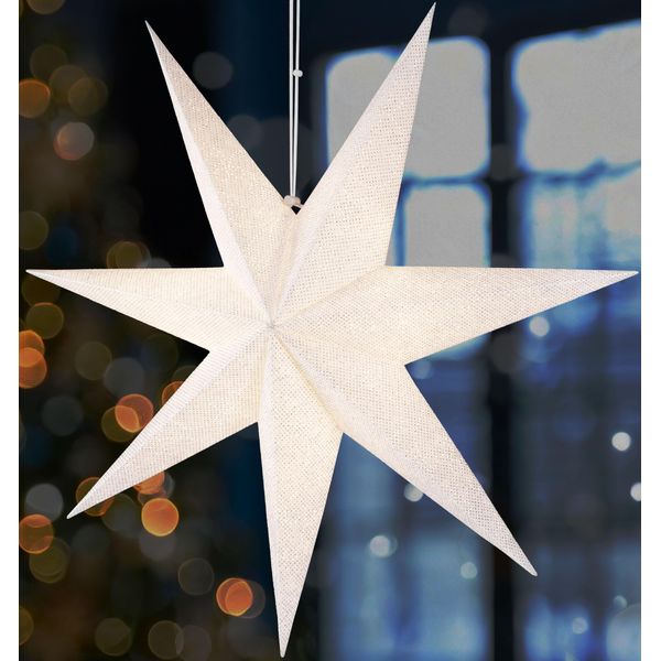Brubaker Stella Di Natale Da 60 Cm Per Interni - Stella Dell'avvento Con Presa E14 Da Appendere Con Cavo Da 3,5 M - Stella Di Carta 3D, Bianca-image