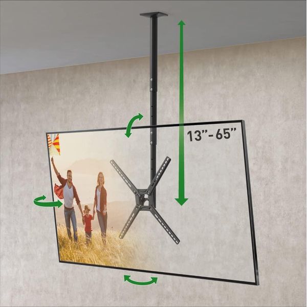 Barkan - Montaggio A Soffitto 29 Pollici - 65 Pollici/74 Cm - 165 Cm - Tv Piatto/Curvo - Angolo Di Visione, Estensibile, Ruotabile + Inclinabile-image