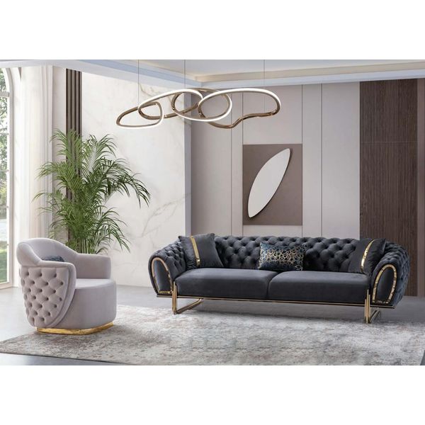 Divano Chesterfield In Bianco E Nero Lussuoso Divano A 3 Posti Singolo-image