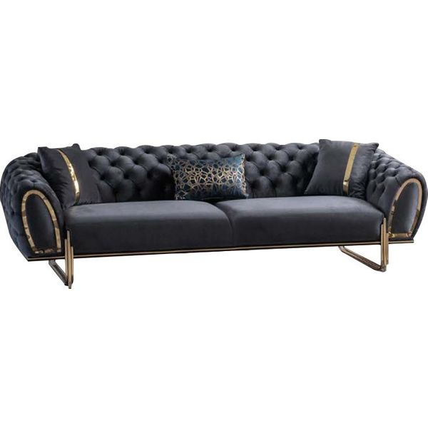 Set Di Divani Moderni Imbottiti Chesterfield Nero Divano Di Lusso Nuovo Jvmoebel-image