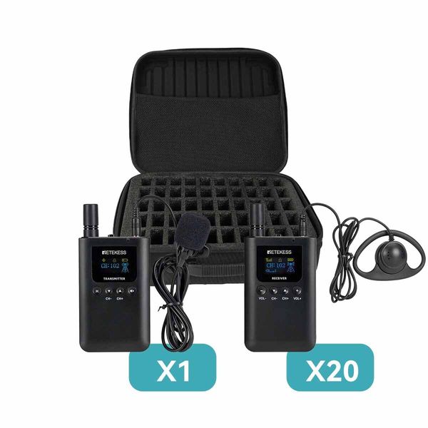 Retekess TT125 Sistema Di Guida Turistica, Ricarica Type-C, Sistema Di Audioguida Da 2,4 G Con Batteria A Lunga Durata, Sistema Di Audiodescrizione Da 150 M, Per Il Turismo-image