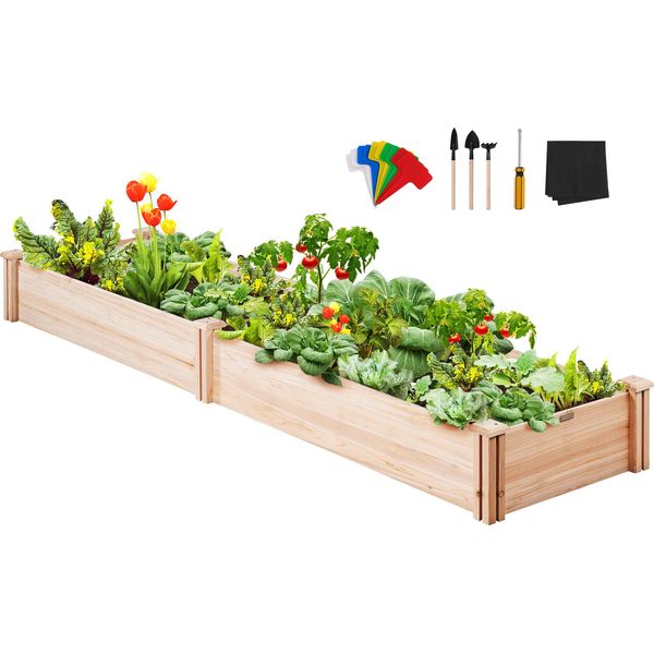 Vevor Letto Rialzato 240 X 60 X 25 Cm Fioriera In Legno Di Abete Fioriera Per Ortaggi Fioriera Per Erbe Aromatiche Fioriera Da Giardino Ideale Per La Coltivazione Di Ortaggi, Frutta, Erbe Aromatiche, Piante Grasse Ecc.-image