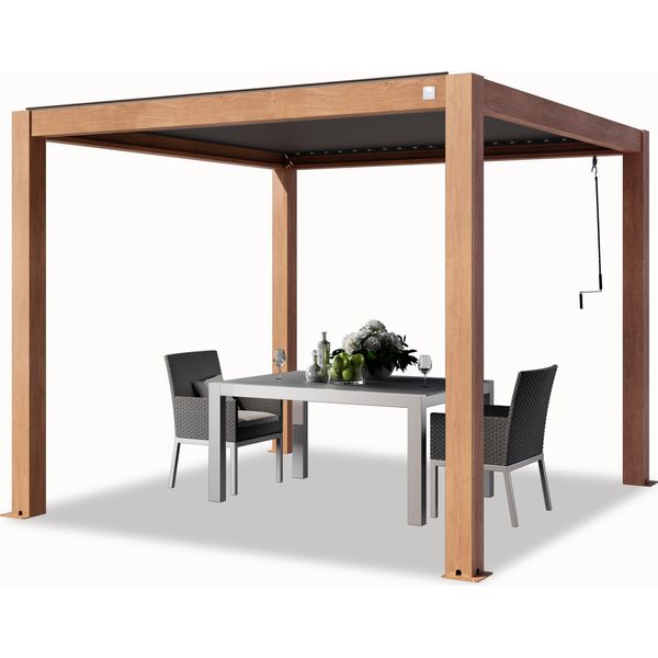 Primeyard Pergola 3X3 M Montanti In Alluminio Look Legno Con Tetto A Doghe In Alluminio Gazebo Da Giardino-image
