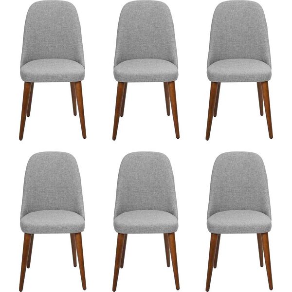 Sedia Designer 6X Sedie Sedia Di Legno Sedia Da Pranzo Grigia Lusso Legno Nuovi Mobili-image