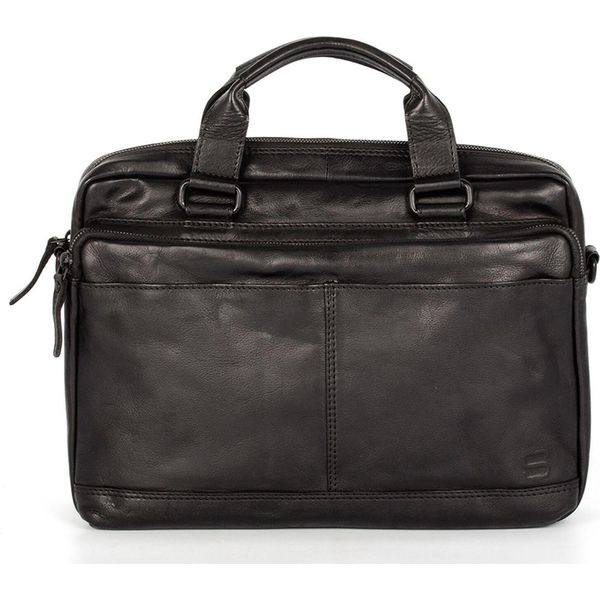 Spikes & Sparrow Pelle Borsa Da Ufficio Borsa A Tracolla Con Scomparto Per Laptop Steven Business Bag Black Nero-image