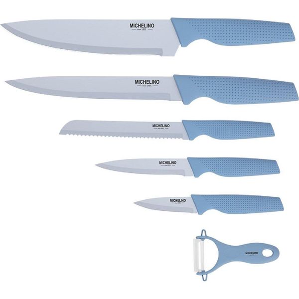 Michelino Set Di Coltelli Da 6 Pezzi Set Da Taglio Con Pelapatate Serie Alythia Blue-image