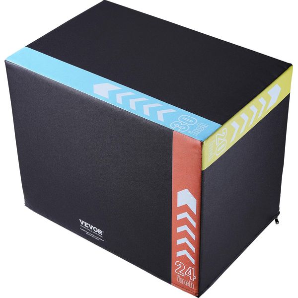 Vevor 3-In-1 Plyometric Jump Box 30/24/20 Pollici, Jump Box Jump Box 159 Kg Di Capacità Di Carico, Fitness Exercise Step-Up Box Per L'allenamento A Casa, Jump Strength Training Nero Regolabile In Altezza-image