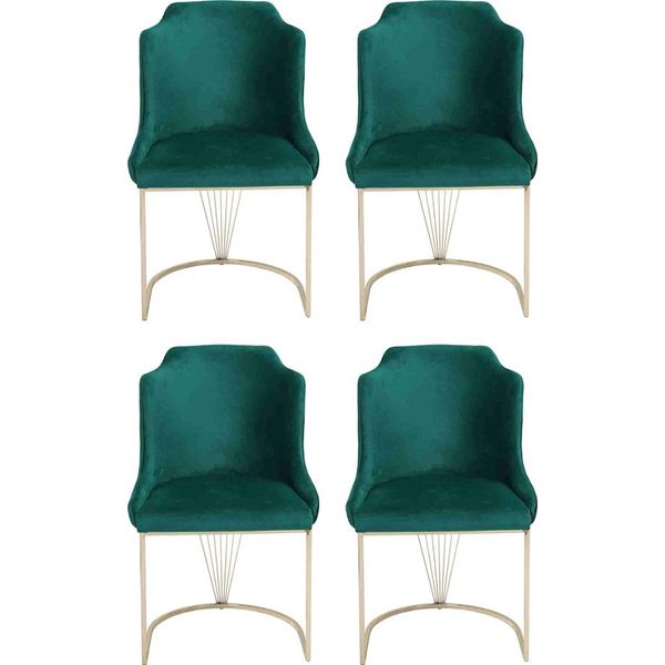 Sedia Da Pranzo Verde Di Design 4X Sedie Lusso Monoposto Sala Da Pranzo Moderna-image