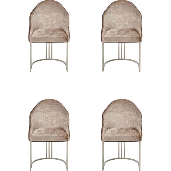 Sedia Da Pranzo Lusso 4X Sedie Tessile Design Metallo Sedia Moderna Mobili Jvmoebel-image