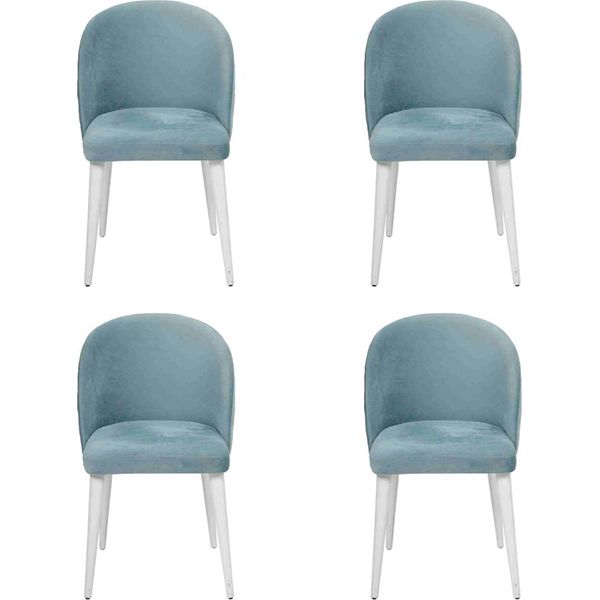 Sala Da Pranzo Moderna Legno 4X Sedie Blu Senza Braccioli Design Sedia Imbottita Jvmoebel-image