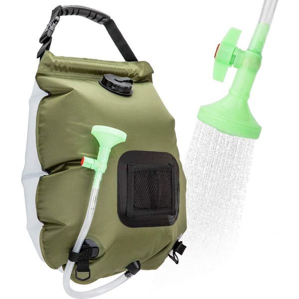 Doccia Solare Da Esterno, Doccia Da Campeggio 20L Borsa Idrica Solare Riscaldatore Borsa Doccia Da Campeggio Con Soffione 5200 Mah, 20 L, Lunghezza Tubo 180 Cm - Showdy-image