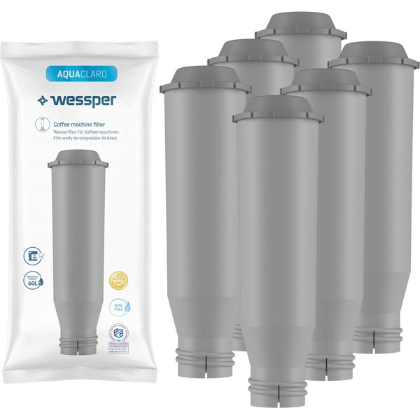 Filtro Acqua Wessper Aquaclaro Compatibile Con Krups, Adatto A Molti Modelli Di Krups, Siemens, Bosch, Aeg, Tefal, Neff, Gaggenau (Confezione Da 6)-image