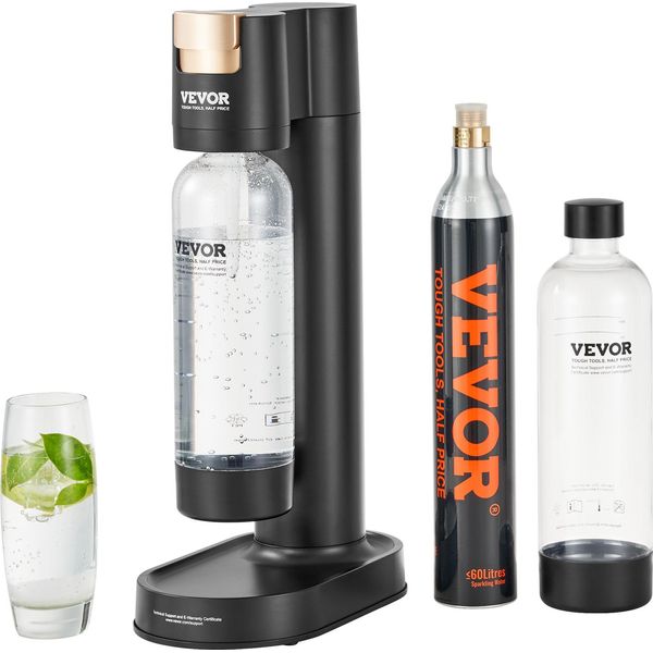 Soda Maker Vevor Per Acqua Frizzante, Starter Set Per Acqua Di Seltz Con 2 Pezzi. Bottiglie In Pet Da 1 Litro Senza Bpa, 1 Pz. Bottiglia CO2, Compatibile Con Bottiglie CO2 Da 60 Litri Con Chiusura A Vite-image