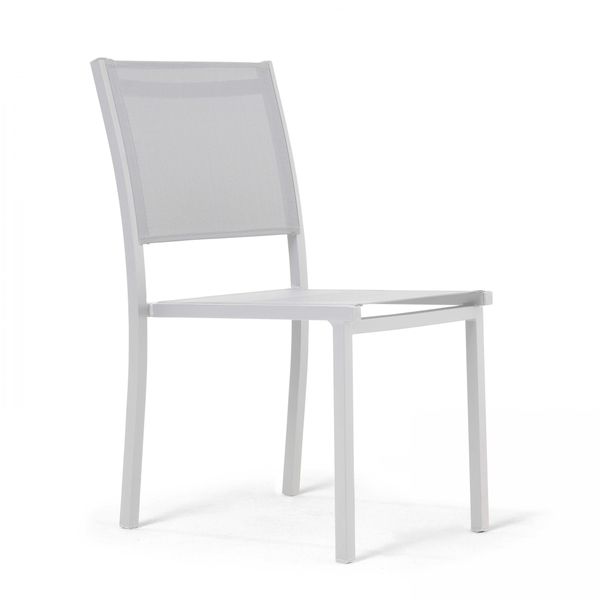 Poltrona Da Giardino In Alluminio E Textilene Bianco - Oviala Nice-image