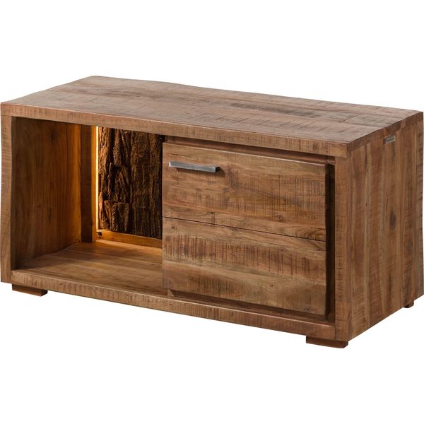 MASSIVMOEBEL24 | Comò In Legno Di Acacia 88X40X45 Laccato Naturale Bark #124-image