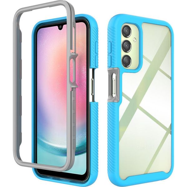Custodia Galaxy A24 4G, Copertura Posteriore Trasparente Ibrida, Robusto Paraurti In Tpu, Custodia Antiurto Per Samsung Galaxy A24 4G Blu-image
