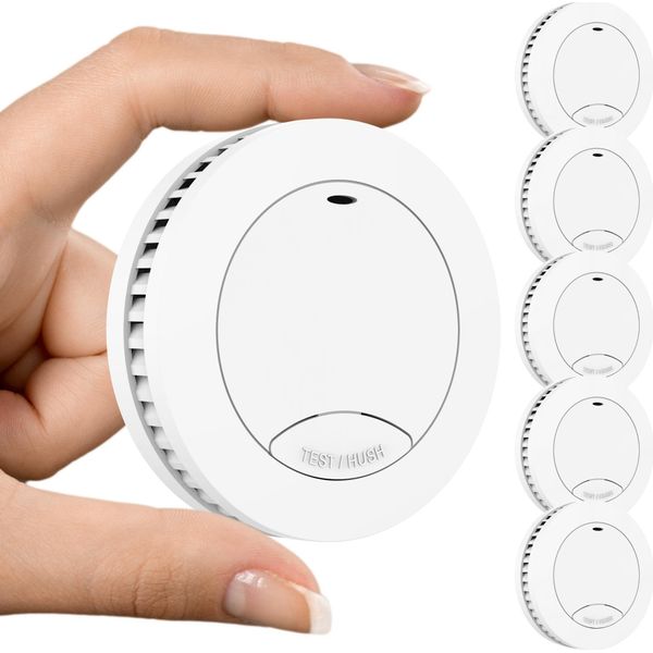 Aroha Pro Safety Mini Rilevatore Di Fumo Sleep Line - Batteria Da 10 Anni - Sensore Fumo - Allarme Anticendio - 5 Pezzi-image