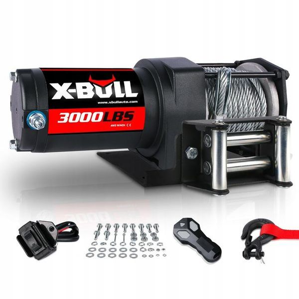 X-BULL Verricello Elettrico A Cavo 9,2 M 12 Volt - 3000 Lbs, Verricello Da Traino Con Telecomando, Verricello Off-Road Di Potenza 1360 Kg, Cavo In Acciaio-image