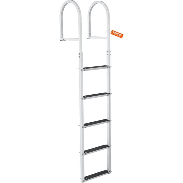 Vevor Scaletta Da Pontile 5 Gradini Rimovibili Capacità Di Carico 227 Kg, Scaletta Per Barche Da Pontone In Lega Di Alluminio Con Gradino Largo 8 Cm E Tappetino In Gomma Antiscivolo, Per L'imbarco Su Barche/Laghi/Piscine/Mare-image