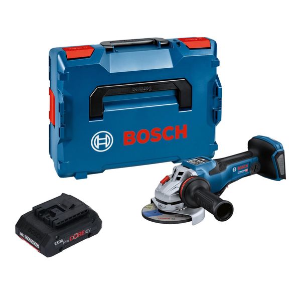 Bosch Gws 18V-15 Psc Smerigliatrice Angolare Professionale A Batteria 18 V 125 Mm Biturbo Brushless + 1X Batteria Ricaricabile Procore 4,0 Ah + L-Boxx - Senza Caricabatterie-image