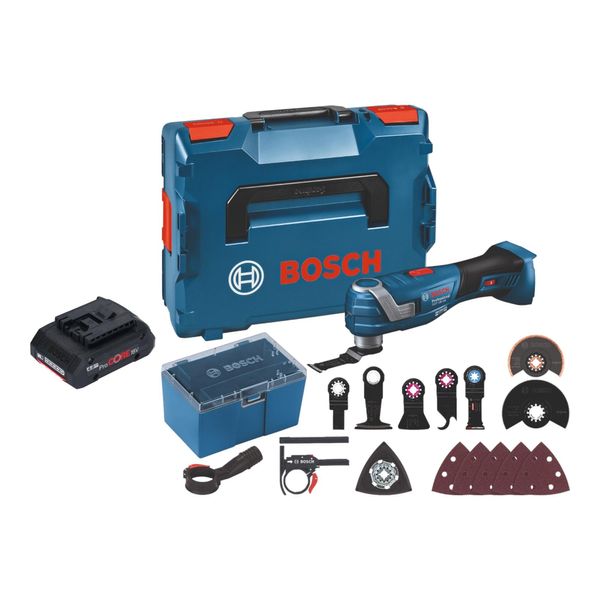 Bosch Gop 18V-34 Multi Cutter Professionale A Batteria 18 V Starlock Plus + 1X Batteria Procore 4,0 Ah + 17 Accessori + L-Boxx - Senza Caricabatterie-image