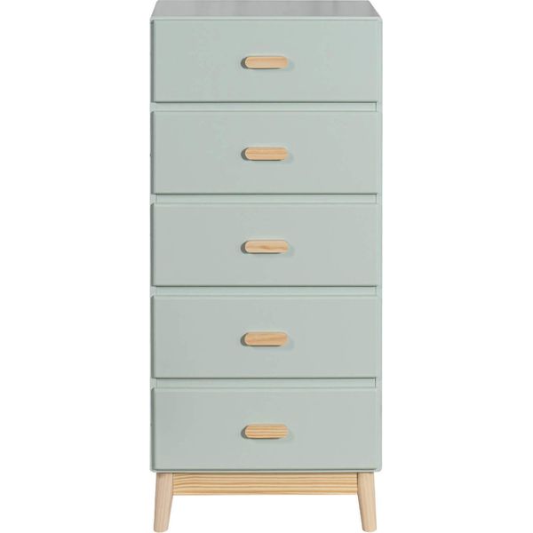 Cassettiera Mobili Rebecca Aloe 115X50X40 Mdf Pino Verde Acqua Marrone Scandinavo Da Montare-image