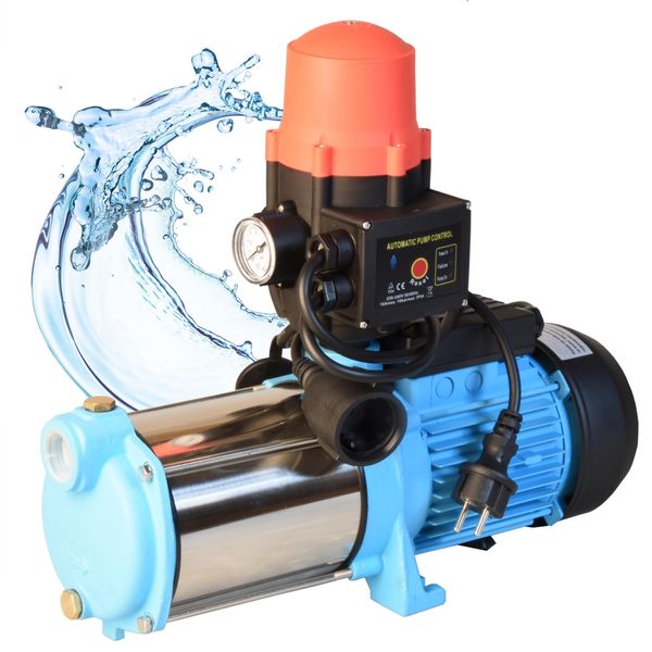 Pompa Per Acqua Mh 1300 (1300 W 6000 L/H Prevalenza 55 M) Con Pressostato Elettronico Controllo Pompa Brio Pressione Di Accensione Regolabile Protezione Contro Il Funzionamento A Secco-image