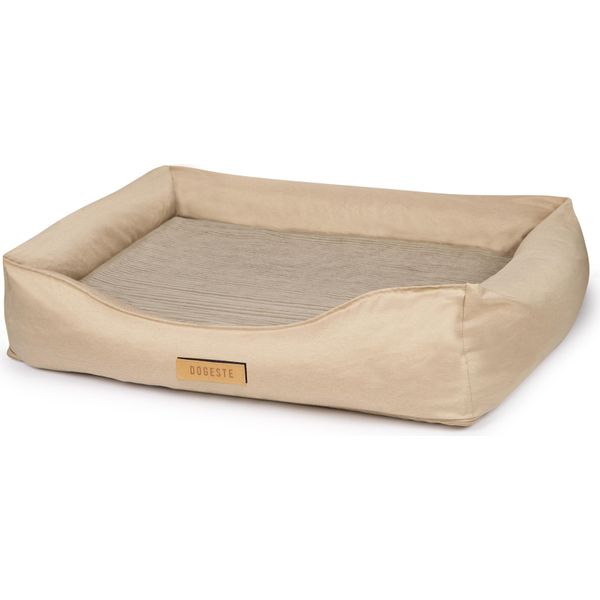 Letto Per Cani Ortopedico Lavabile Divano Per Cani Con Rivestimento Sfoderabile Cuscino Per Cani Cestino Per Cani - Colore Velluto A Coste Beige - Tappetino Per Cani Taglia Xxl - 100X82 Cm-image