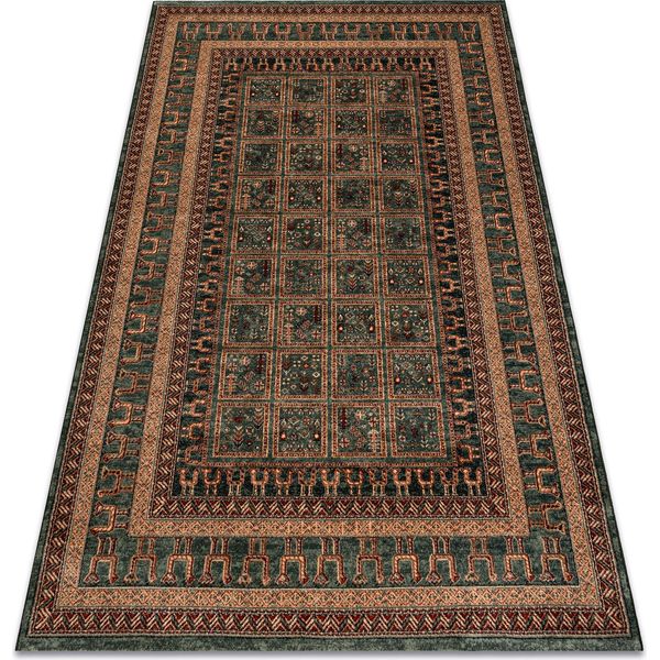 Tappeto Di Lana Kashqai 4349 400 Orientale, Cornice Verde Verde 80X160 Cm-image