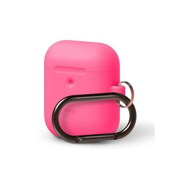 Elago Custodia Di Ricarica Wireless In Silicone Per Airpods 2 / Airpods 1 Rosa Caldo Neon-image