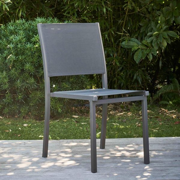 Poltrona Da Giardino In Alluminio E Textilene Grigio - Oviala Nice-image