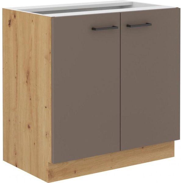 Armadietto Inferiore A Doppia Anta Balija - Larghezza 80 Cm, Grigio Tartufo / Rovere Artisan-image
