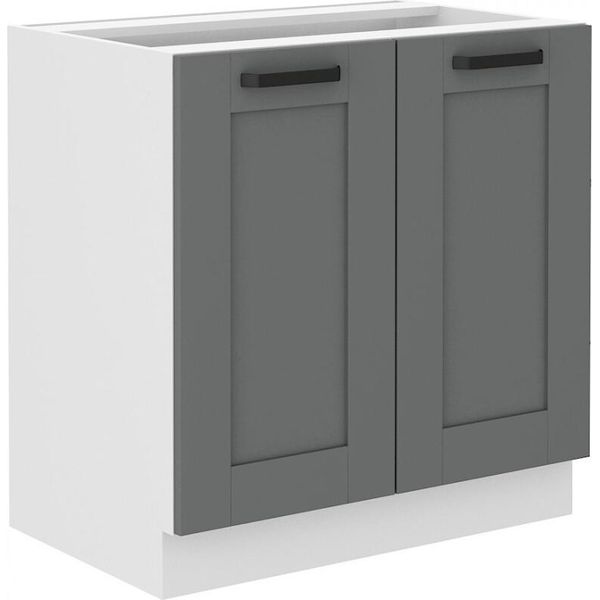 Armadietto Inferiore A Doppia Anta Laili - Larghezza 80 Cm, Grigio / Bianco-image