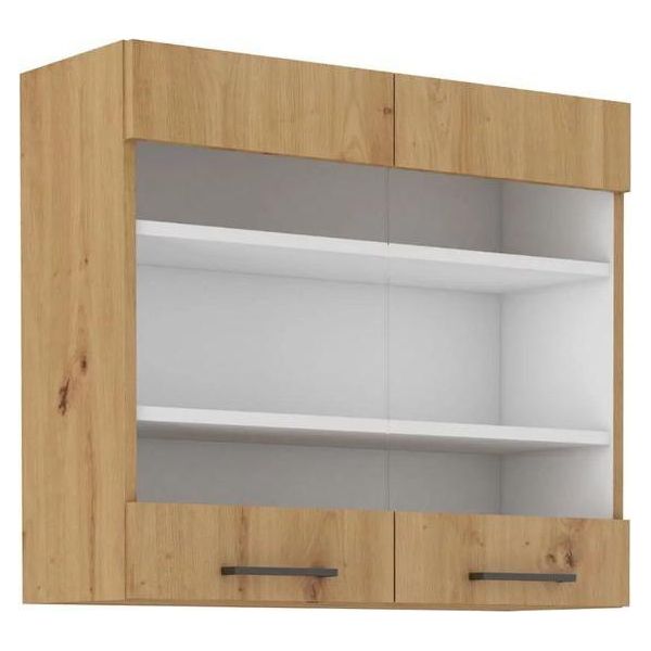 Armadietto Superiore Vetrato Malila - Larghezza 80 Cm, Rovere Artisan-image