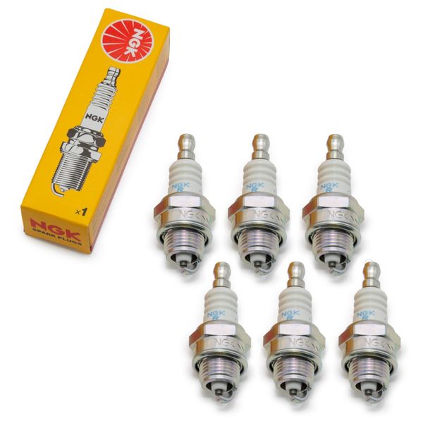 Set Di Candele Di Accensione Ngk 6X BPMR7A Interferenza Soppressa, Distanza Tra Gli Elettrodi 0,75 Mm, Potere Calorifico 7, 4345 / 4626 / 4647 / 5959 / 6703 Per Decespugliatori Decespugliatori Motoseghe-image