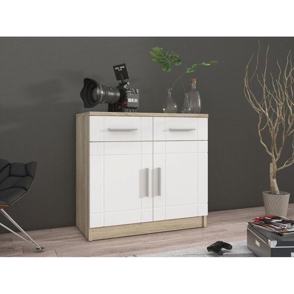 Cassettiera Combinata Parisa - Larghezza 69 Cm, Rovere Sonoma / Bianco-image