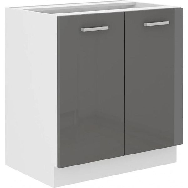 Armadietto Inferiore A Doppia Anta Saeed - Larghezza 80 Cm, Grigio / Bianco-image
