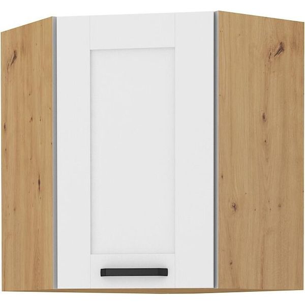 Armadietto Superiore Ad Angolo Laili - 60X60 Cm, Bianco / Rovere Artisan-image
