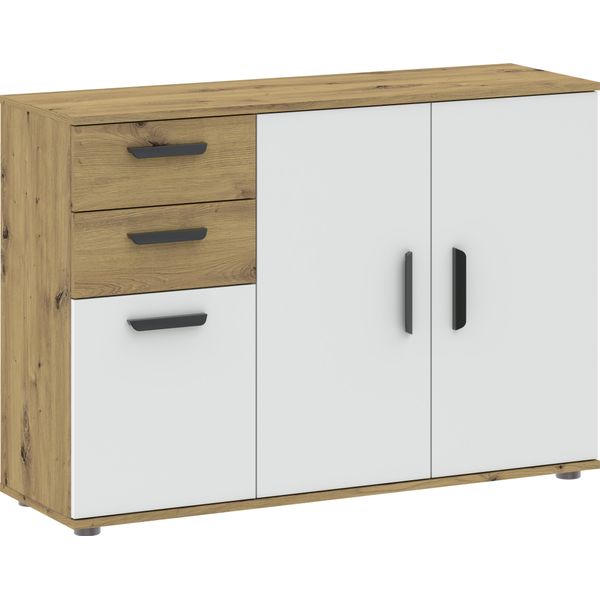 Cassettiera Combinata Richmond - Rovere Artisan / Bianco-image