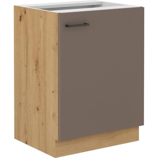 Armadietto Inferiore Ad Anta Singola Balija - Larghezza 60 Cm, Grigio Tartufo / Rovere Artisan-image