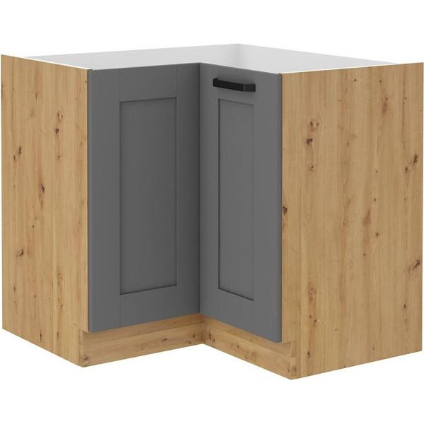 Armadietto Inferiore Ad Angolo Laili - 90X90 Cm, Grigio / Rovere Artisan-image