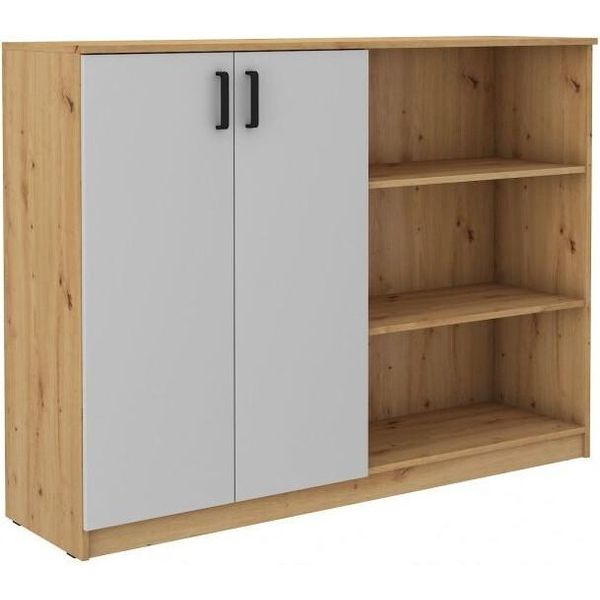 Armadietto Con Scansia Mabaka - Rovere Artisan / Grigio-image